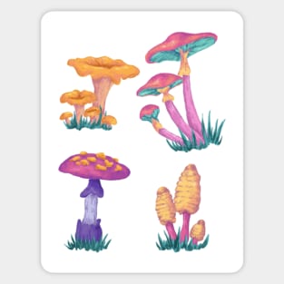 Vintage Colorful Mushrooms - Hippie Art Sticker